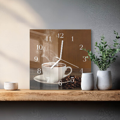 Vierkante glazen klok Koffie
