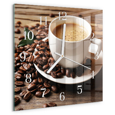 Vierkante glazen klok Koffie