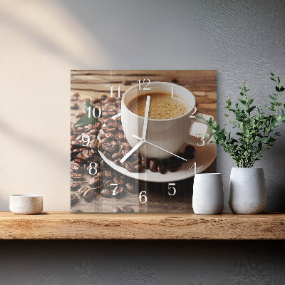 Vierkante glazen klok Koffie