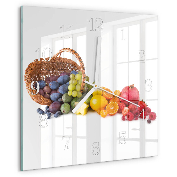Vierkante glazen klok Fruit