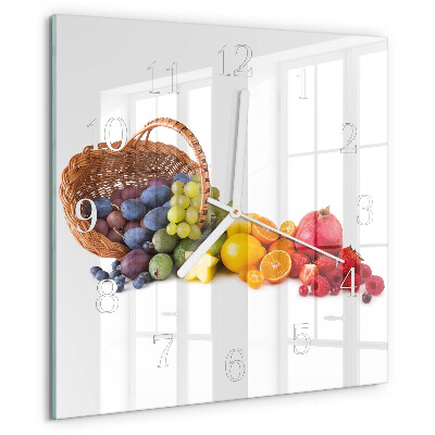 Vierkante glazen klok Fruit