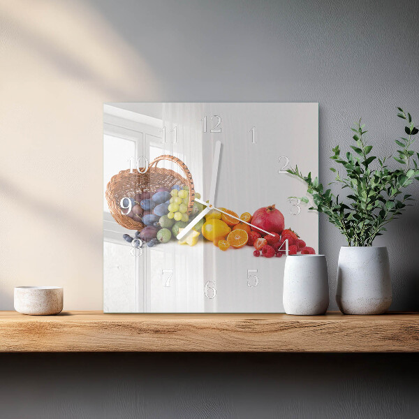 Vierkante glazen klok Fruit