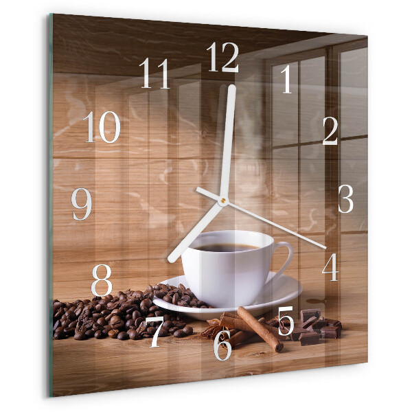 Vierkante glazen klok Koffie