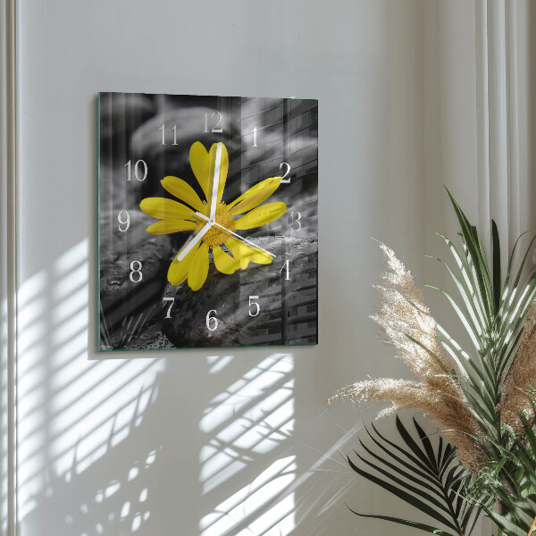 Vierkante glazen klok Bloem