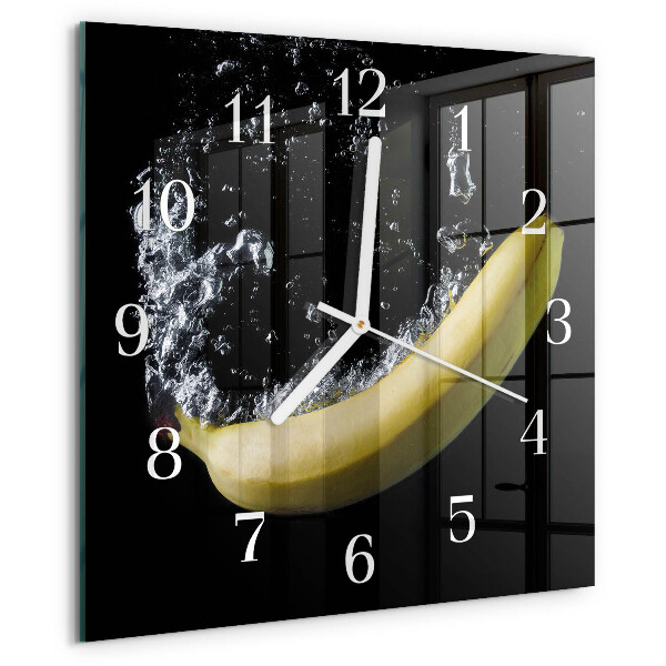 Vierkante glazen klok Banaan