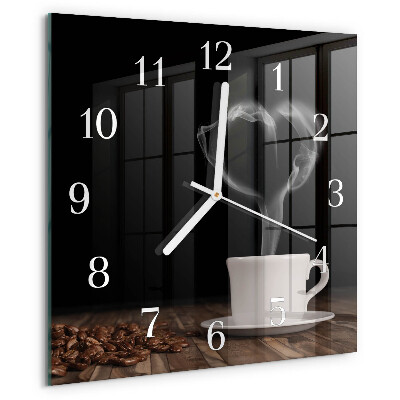 Vierkante glazen klok Koffie