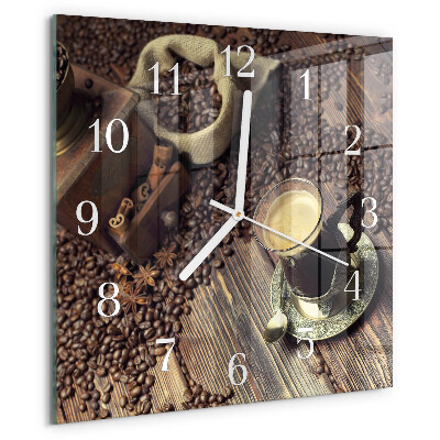 Vierkante glazen klok Koffie