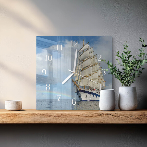 Vierkante glazen klok Schip