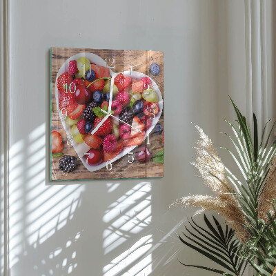 Vierkante glazen klok Fruit