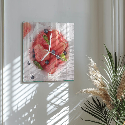Vierkante glazen klok Watermeloenhart