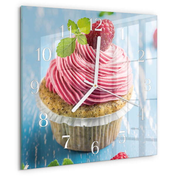 Vierkante glazen klok Frambozenmuffin
