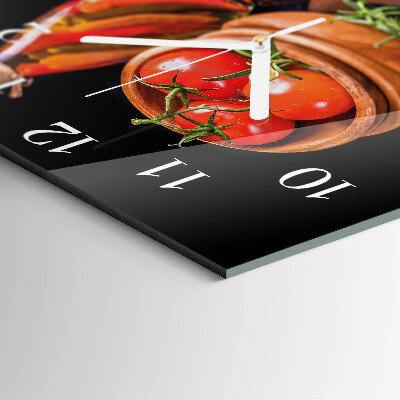 Vierkante glazen klok Tomaten en knoflook