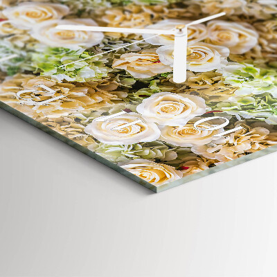 Vierkante glazen klok Elegante bloemen