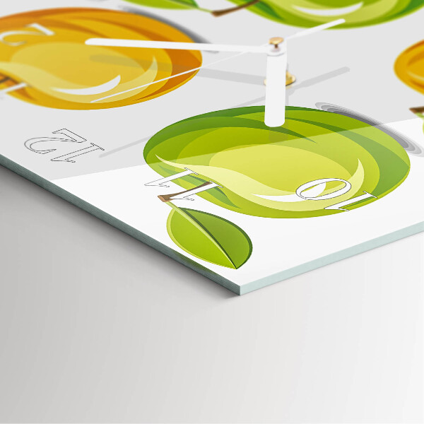 Vierkante glazen klok Appels