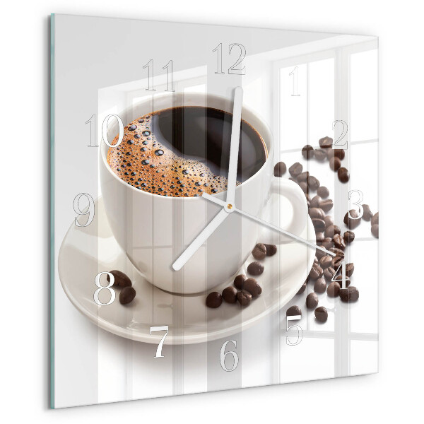 Vierkante glazen klok Kopje koffie