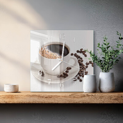 Vierkante glazen klok Kopje koffie