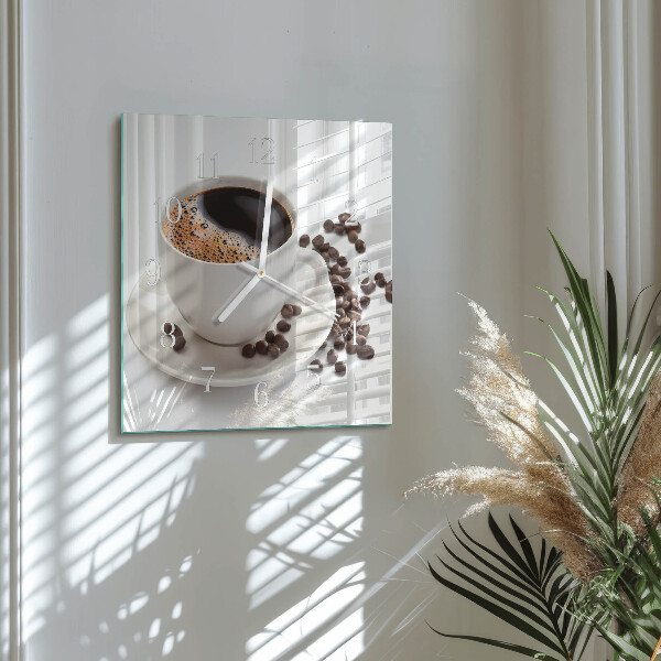 Vierkante glazen klok Kopje koffie