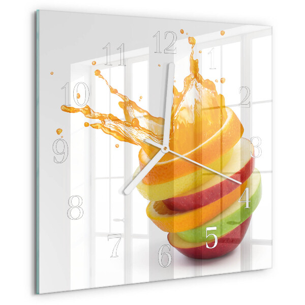 Vierkante glazen klok Fruit