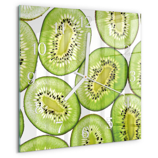 Vierkante glazen klok Kiwi
