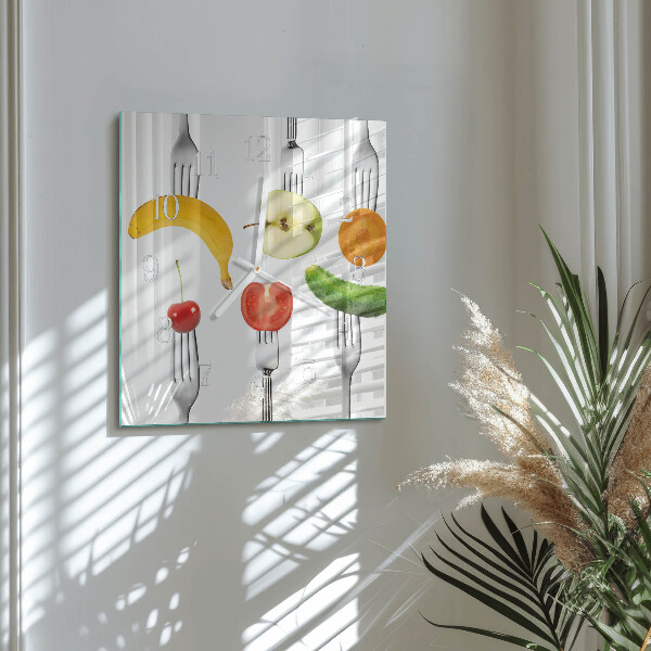 Vierkante glazen klok Fruit