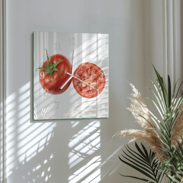 Vierkante glazen klok Tomaten