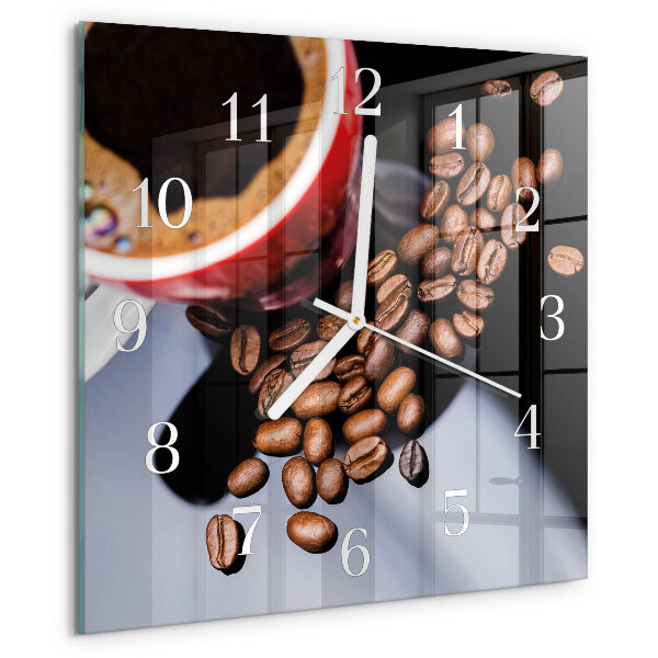 Vierkante glazen klok Kopje koffie