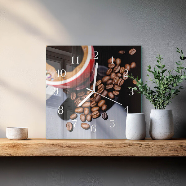 Vierkante glazen klok Kopje koffie
