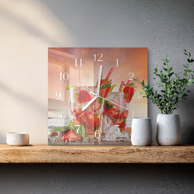 Vierkante glazen klok Aardbeien