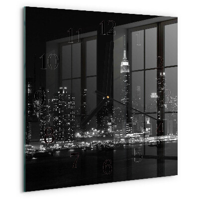 Vierkante glazen wandklok Horizon