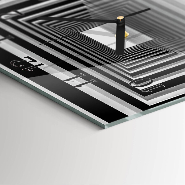 Vierkante glazen wandklok 3D-tunnel