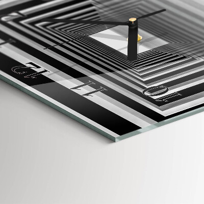 Vierkante glazen wandklok 3D-tunnel