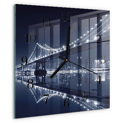 Vierkante glazen wandklok Brug