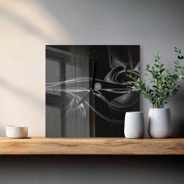 Vierkante glazen wandklok Abstractie
