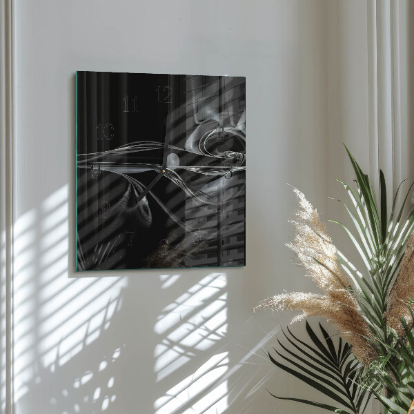 Vierkante glazen wandklok Abstractie