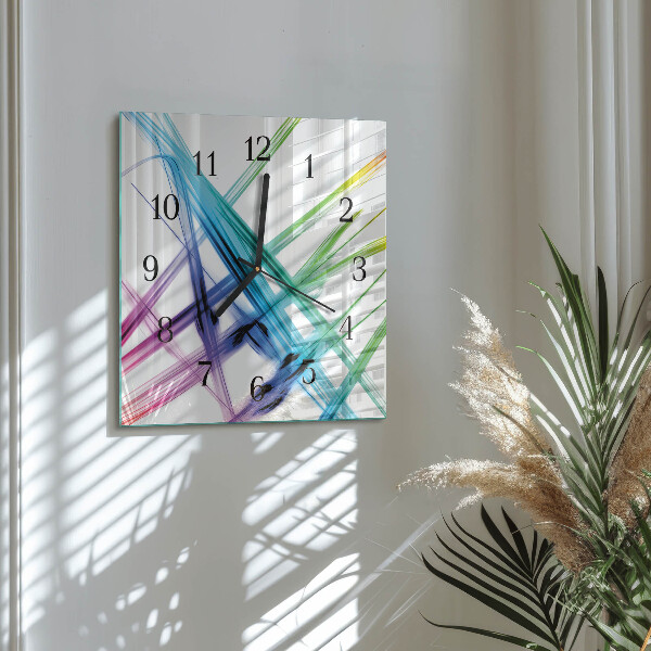 Vierkante glazen wandklok Abstractie