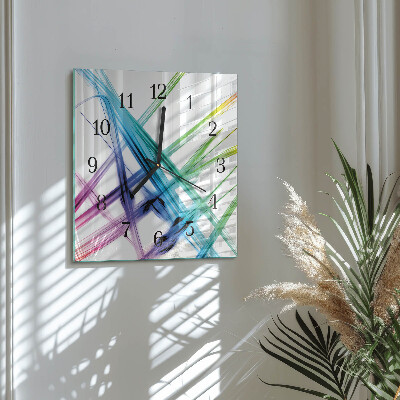 Vierkante glazen wandklok Abstractie