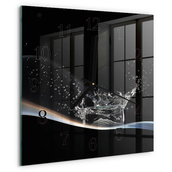 Vierkante glazen wandklok Water