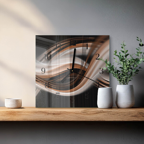 Vierkante glazen wandklok Abstracte kunst