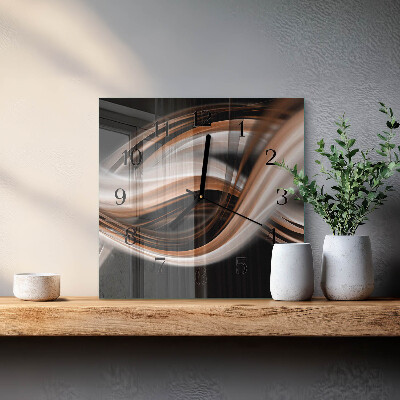 Vierkante glazen wandklok Abstracte kunst