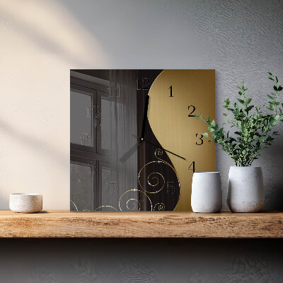 Vierkante glazen wandklok Abstracte kunst