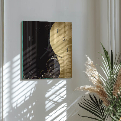 Vierkante glazen wandklok Abstracte kunst