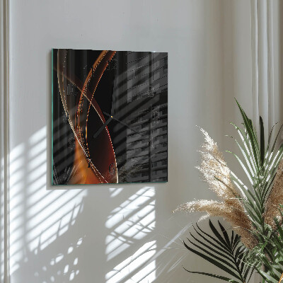 Vierkante glazen wandklok Abstracte lijnen