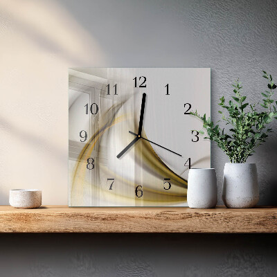 Vierkante glazen wandklok Abstracte lijnen