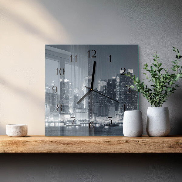 Vierkante glazen wandklok Horizon