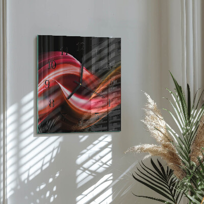 Vierkante glazen wandklok Abstracte lijnen