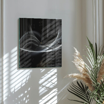Vierkante glazen wandklok Abstracte lijnen