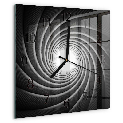 Vierkante glazen wandklok Vortex