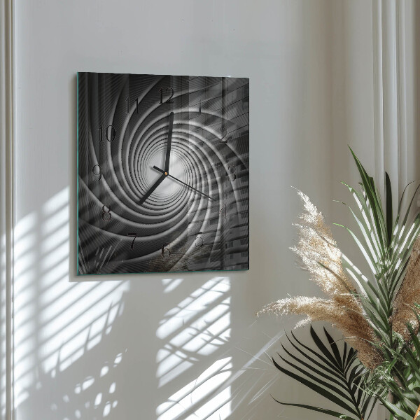 Vierkante glazen wandklok Vortex