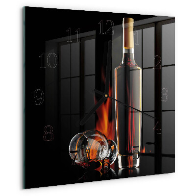 Vierkante glazen wandklok Alcohol