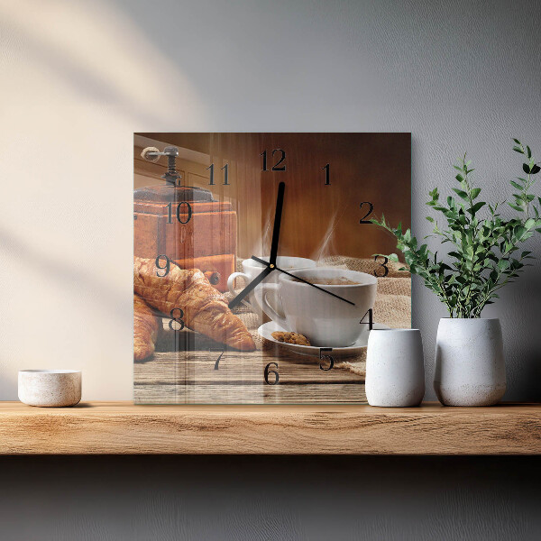 Vierkante glazen wandklok Koffiemolen